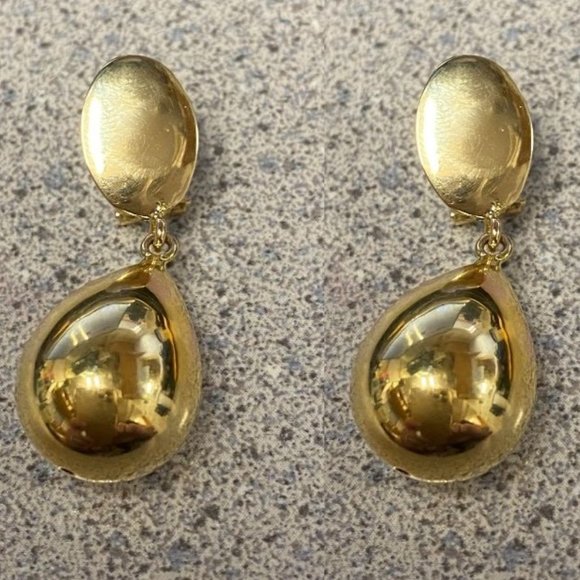 Oval and Tear Drop 14K Yellow Gold Drop Earrings